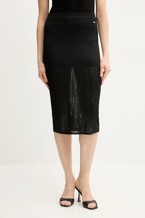 Sukně Armani Exchange černá barva, midi, XW000113 AF11957