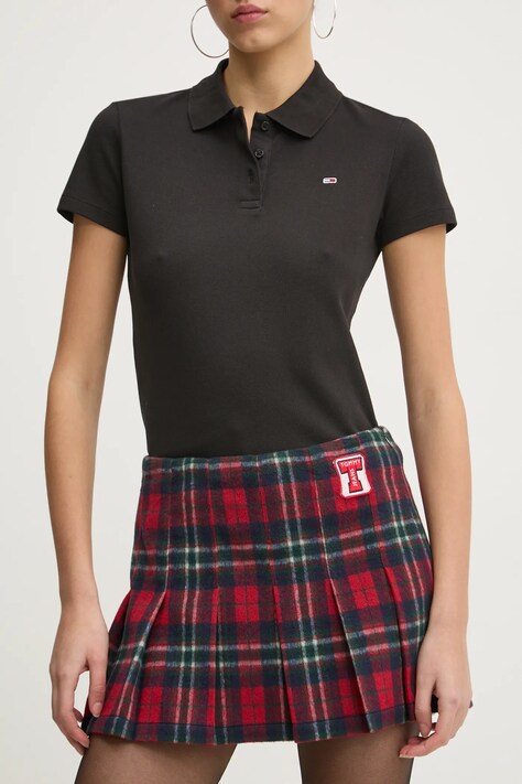 Tommy Jeans fustă din amestec de lână culoarea bleumarin, mini, evazați, DW0DW21249