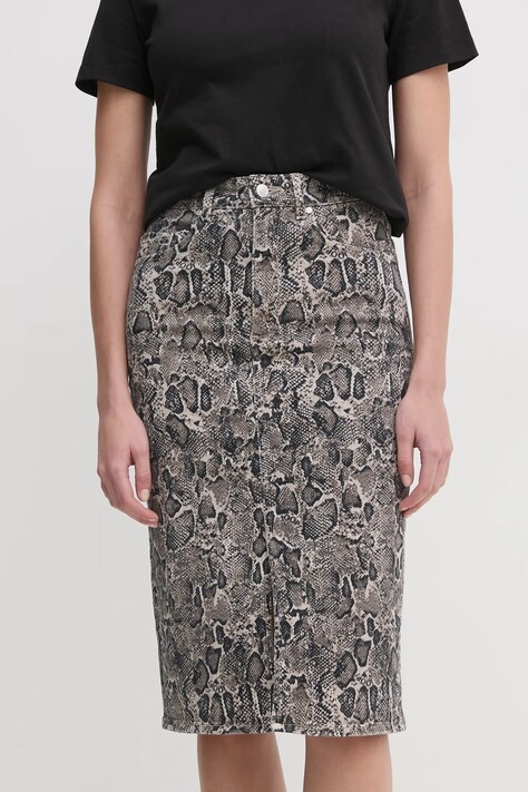 Rifľová sukňa Joop! béžová farba, midi, puzdrová, 30044957 10019074