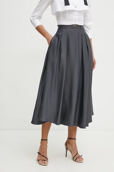 Elisabetta Franchi fusta culoarea gri, maxi, evazati, GO09851E2