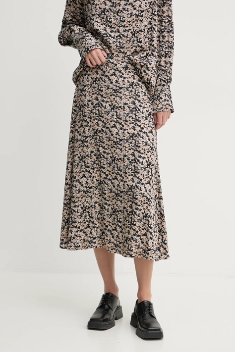 Bruuns Bazaar spódnica kolor czarny midi rozkloszowana BBW4311