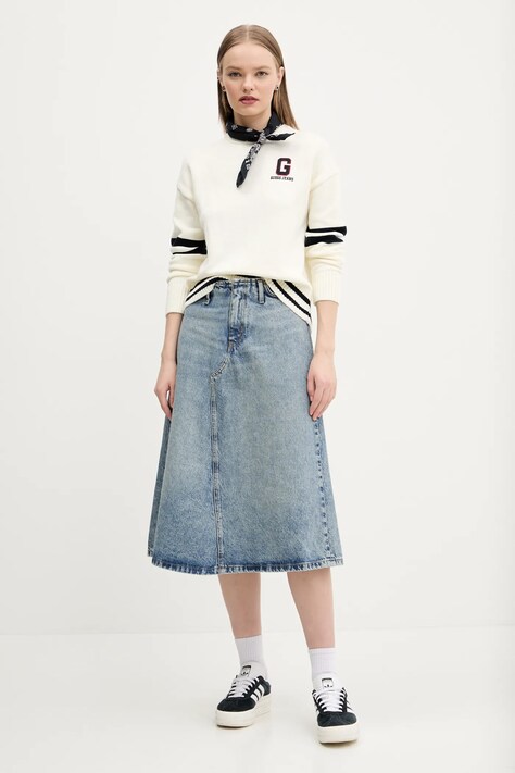 HUGO fusta jeans midi, evazati, 50530310