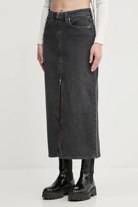 Karl Lagerfeld Jeans farmer szoknya szürke, midi, egyenes, A1W12008