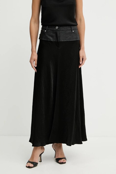 Pinko fustă culoarea negru, maxi, evazati, 104916 A2BV
