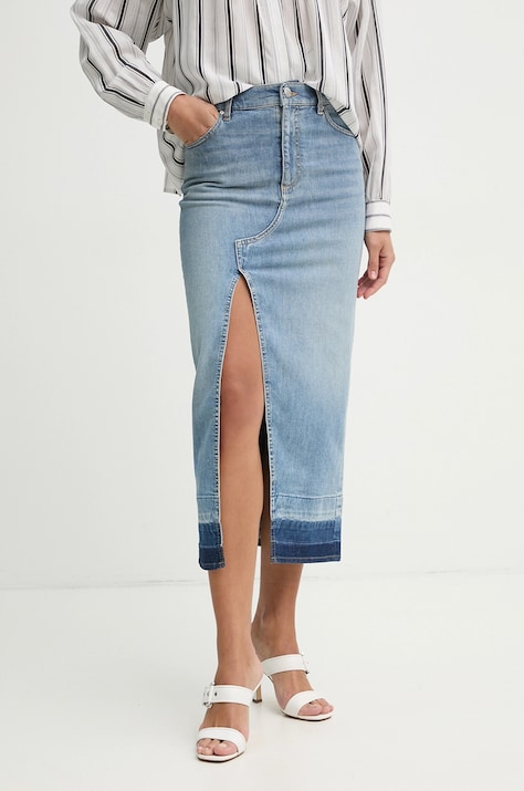 Rifľová sukňa Pinko maxi, rovný strih, 104628 A2EA
