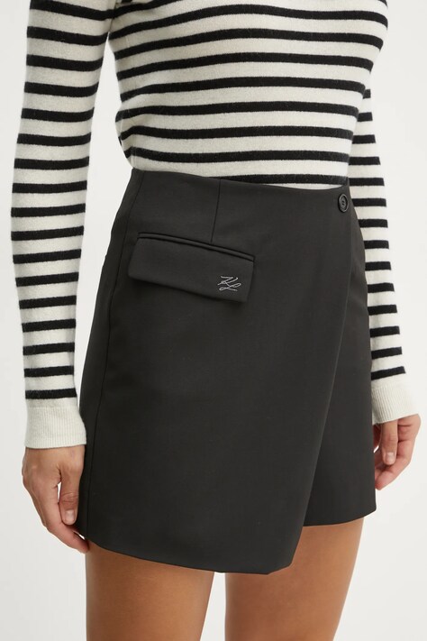 Karl Lagerfeld fustă pantaloni culoarea negru, mini, drept, A1W12018