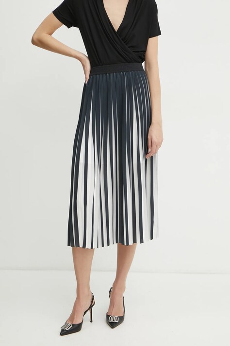 Karl Lagerfeld fustă culoarea negru, midi, evazați, A1W12026