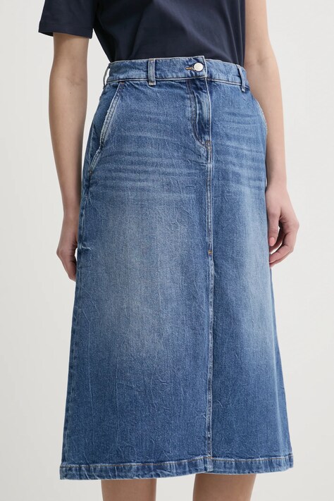 Džínová sukně Twinset modrá barva, midi, áčková, 251AP2383