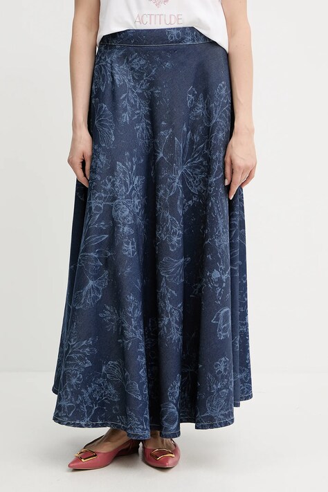 Twinset spódnica kolor granatowy maxi rozkloszowana 251AQ2114