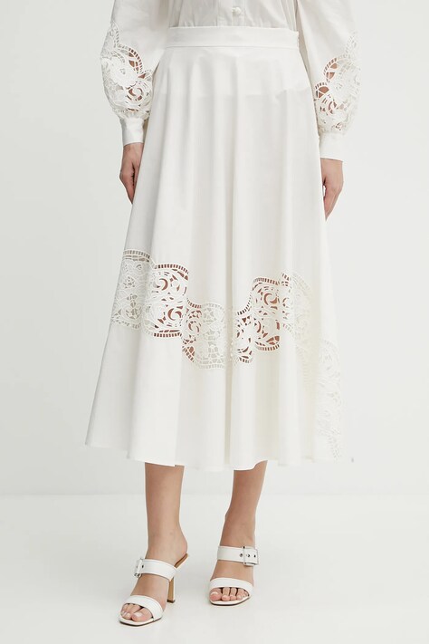 Twinset spódnica bawełniana kolor biały maxi rozkloszowana 251TT2332