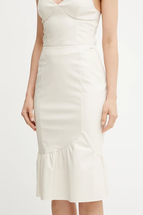 Armani Exchange fustă culoarea bej, midi, creion, XW000422 AF12807