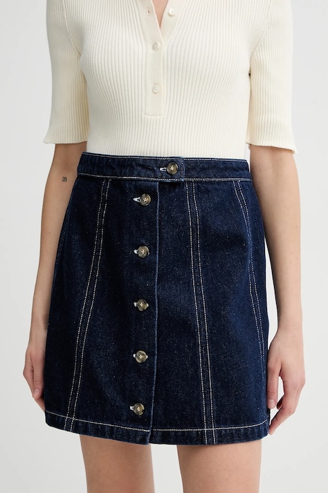Rifľová sukňa A.P.C. jupe pipa tmavomodrá farba, mini, áčkový strih, COHJI.F06459