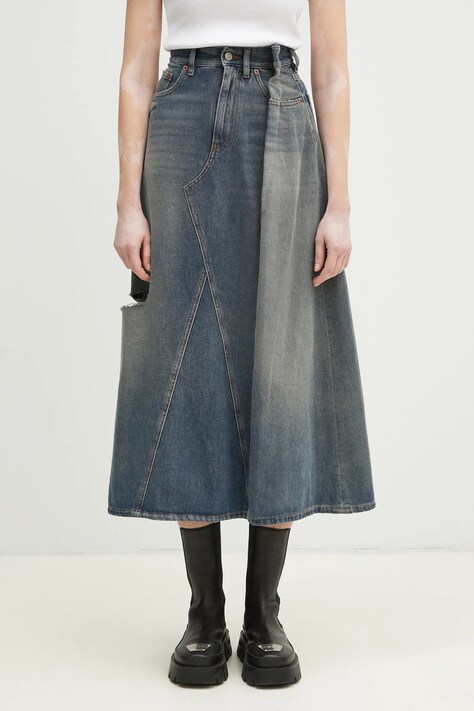 Дънкова пола MM6 Maison Margiela в синьо дълга разкроена S52ME0022