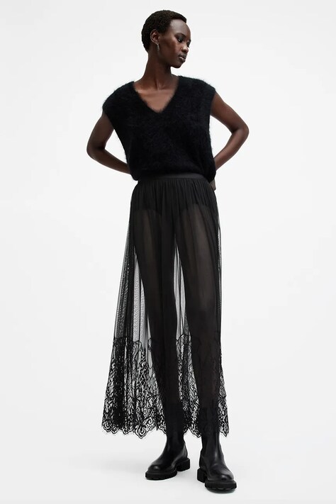 Пола AllSaints ARIELLA в черно среднодълга разкроена W040RB