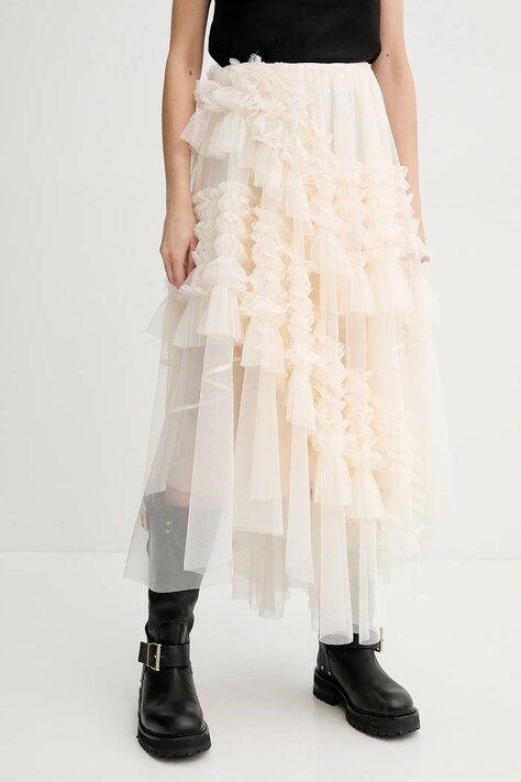 AllSaints fusta JEN culoarea alb, midi, evazati, W079RB