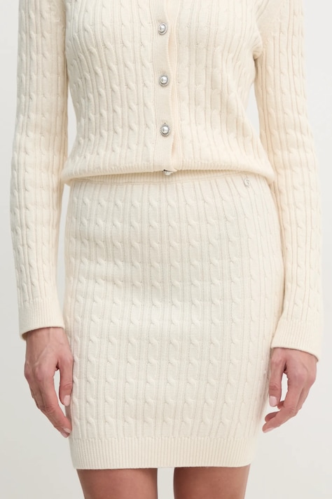 Guess spódnica z domieszką wełny SIENNA kolor beżowy mini prosta W5RD0L Z37L1