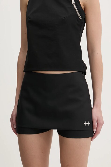 Vlněné šortky Heliot Emil černá barva, hladké, high waist, PRESS25_W_12_046_BLK01