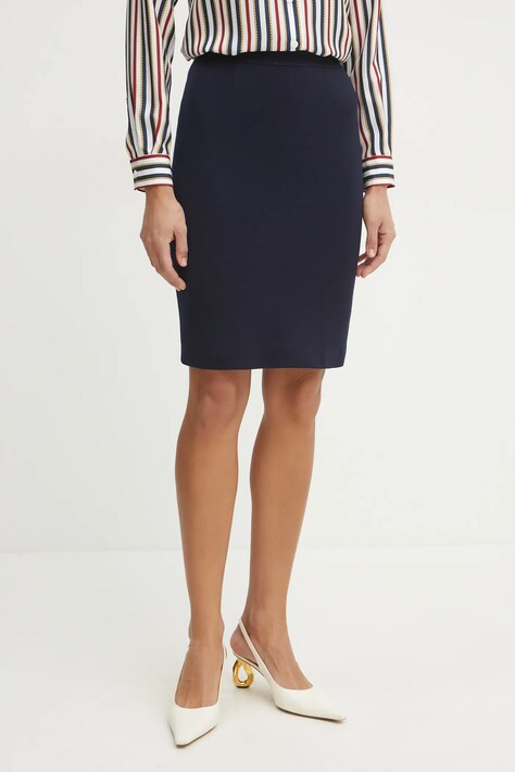 Luisa Spagnoli fustă de lână culoarea bleumarin, mini, creion, 541738