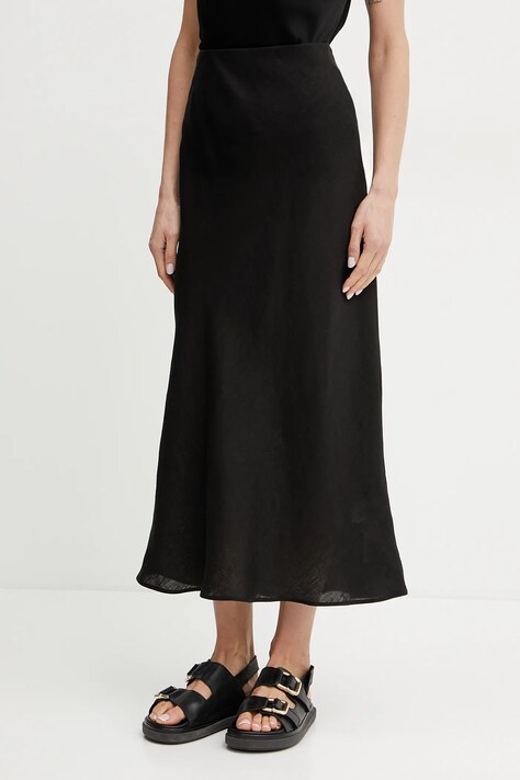 Lanena suknja Marella Emme by Marella boja: crna, maxi, širi se prema dolje, 2515101032200