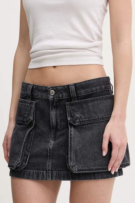 Дънкова пола Diesel DE-TON SKIRT в сиво къса с кройка тип молив A15784.007Z9