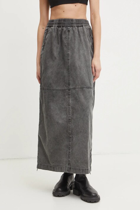 Diesel fusta din bumbac O-HAZEL-Q2 SKIRT culoarea gri, maxi, drept, A17384.0NJBP