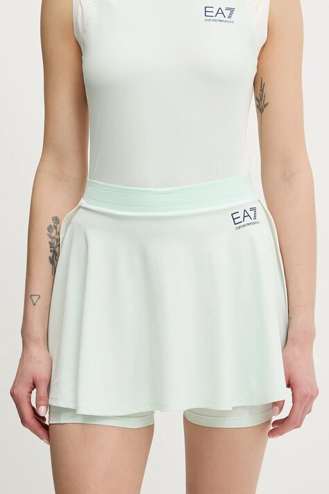 Спортивная юбка EA7 Emporio Armani цвет зелёный mini расклешённая AF13282.7W000204