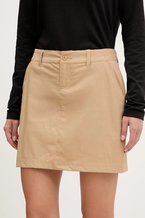 Športová sukňa Columbia Leslie Falls zelená farba, mini, rovný strih, 2140391