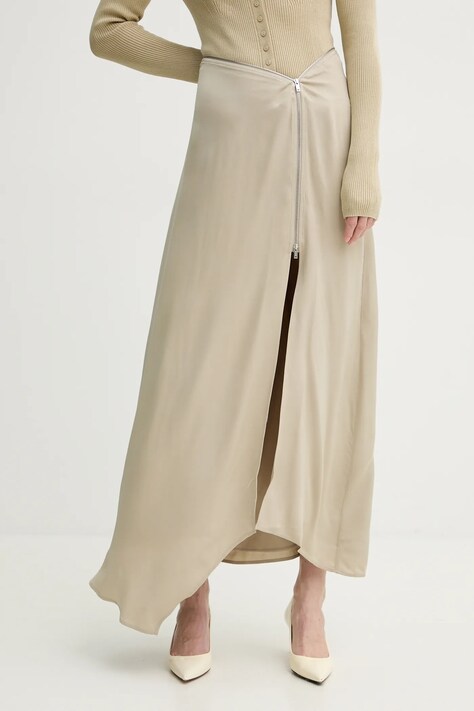 Nanushka fusta ZELLA culoarea bej, maxi, evazati, NW25RSSK19372