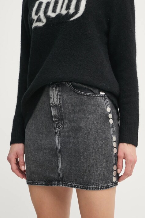 Gestuz fustă din denim culoarea gri, mini, drept, 10909769