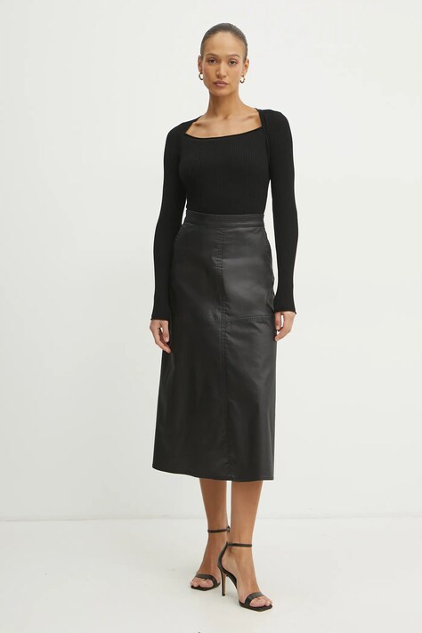 MAX&Co. fustă culoarea negru, midi, evazati, 2516101032200