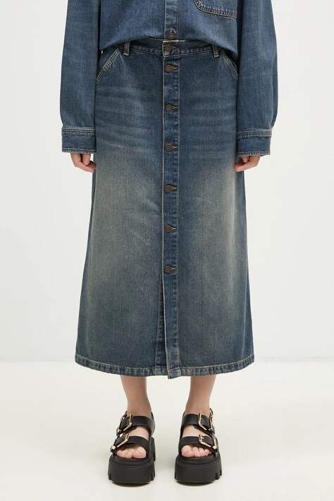 Carhartt WIP spódnica jeansowa Marvin Skirt kolor niebieski midi prosta I034647.014Q