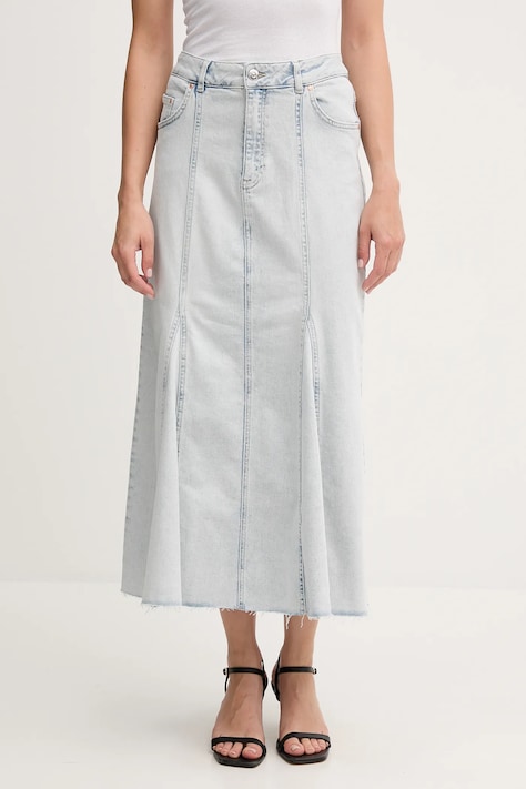 OUI spódnica jeansowa kolor niebieski midi prosta 92888