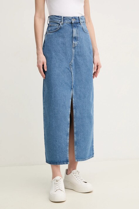 Pepe Jeans spódnica jeansowa MAXI SKIRT HW kolor niebieski midi prosta PL901185ND3R