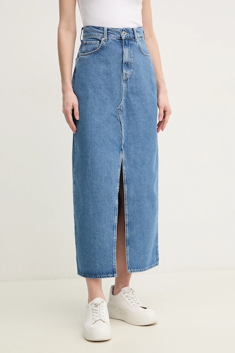 Rifľová sukňa Pepe Jeans MAXI SKIRT HW midi, rovný strih, PL901185ND3R