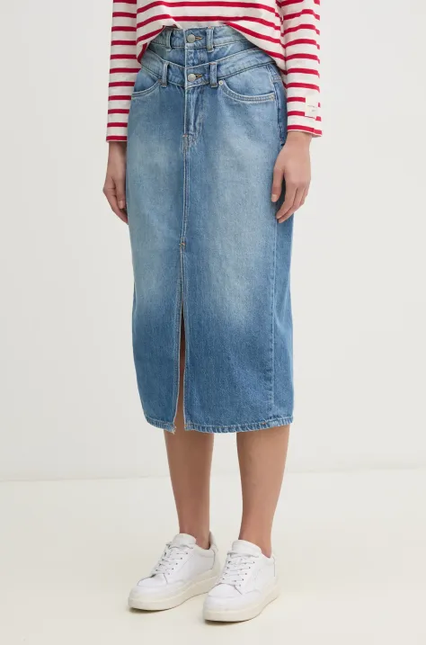 Pepe Jeans gonna di jeans MIDI SKIRT HW DOUBLE colore blu  PL901207