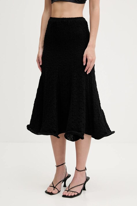 MSGM fustă culoarea negru, midi, evazati, 3842MDD06.257317