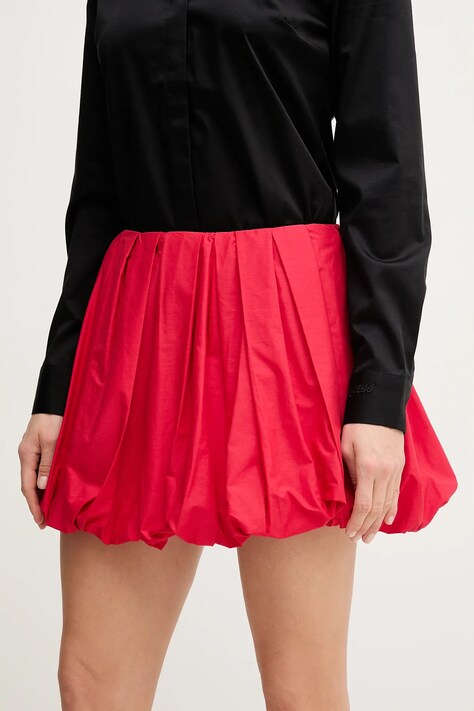 Pinko fustă din bumbac culoarea rosu, mini, evazati, 105183 A2LD