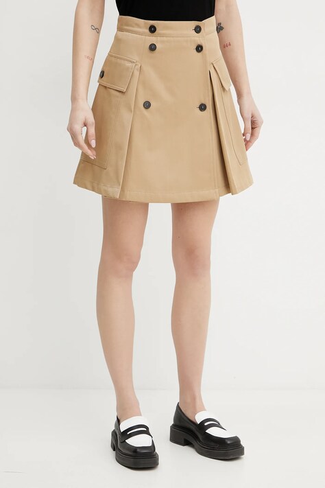 Weekend Max Mara fusta din bumbac culoarea verde, mini, evazati, 2515101021600
