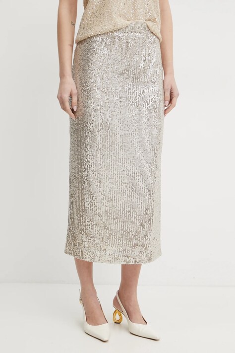 Weekend Max Mara fusta culoarea argintiu, maxi, drept, 2515771011600