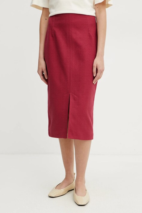 Бавовняна спідниця Weekend Max Mara колір червоний midi пряма 2515101026600