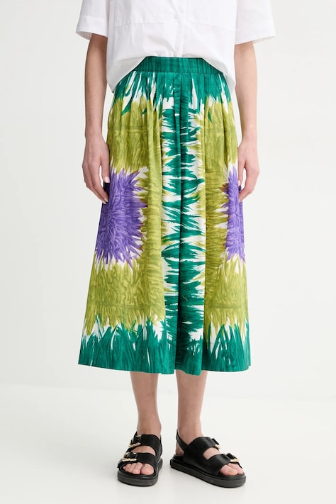 Weekend Max Mara fustă din bumbac culoarea verde, midi, evazati, 2515101036600