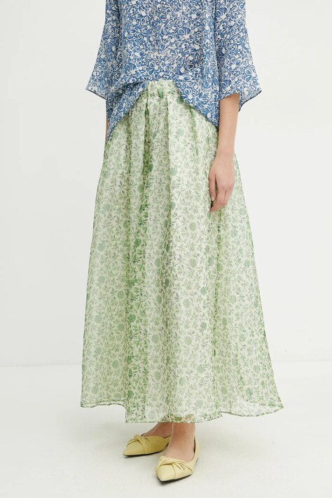 Hedvábná sukně Weekend Max Mara zelená barva, midi, áčková, 2515101072600