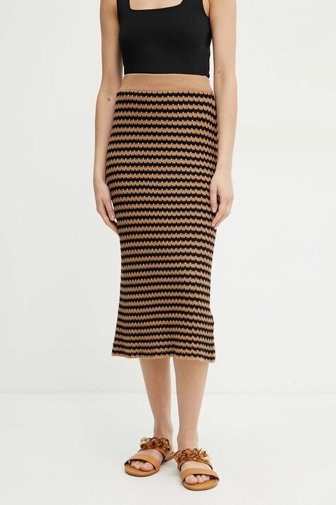Sukně Weekend Max Mara hnědá barva, midi, pouzdrová, 2515301012600