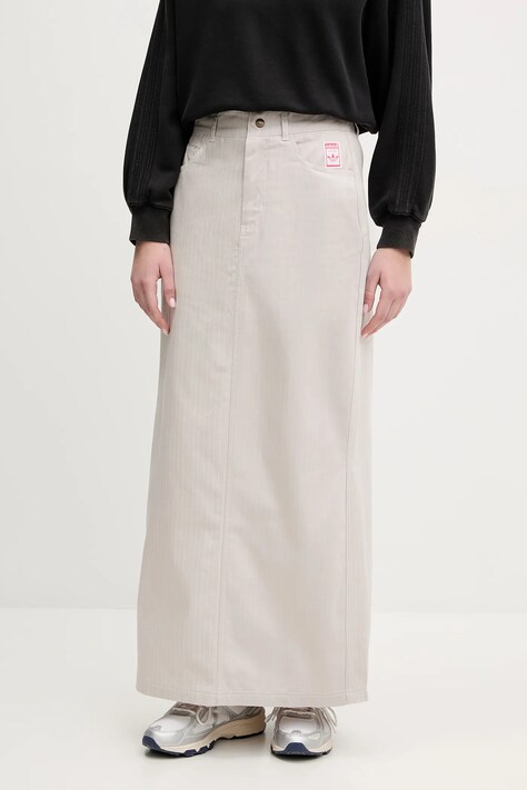 adidas Originals fusta din bumbac AOP MAXI SKIRT culoarea bej, maxi, drept, JC8854
