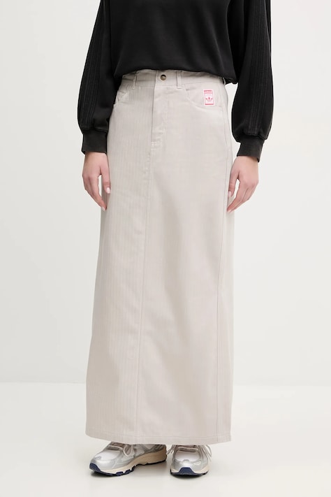 adidas Originals pamut szoknya AOP MAXI SKIRT bézs, maxi, egyenes, JC8854