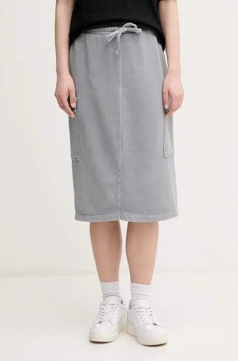 Хлопковая юбка United Colors of Benetton цвет серый mini прямая 39BLD000E