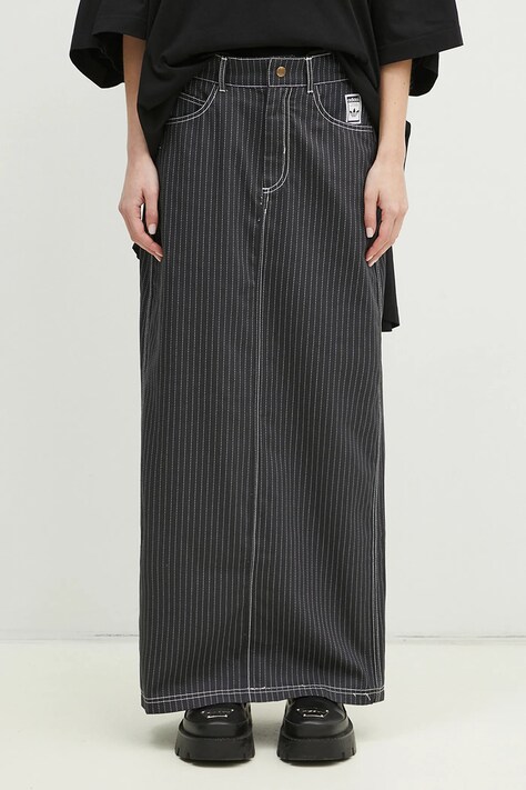 Bavlněná sukně adidas Originals Aop Maxi Skirt šedá barva, maxi, JJ3142