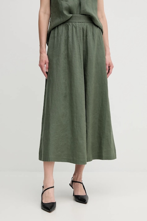 United Colors of Benetton fustă din in culoarea verde, midi, evazati, 4AGHD004L