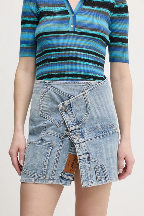 Desigual fusta din bumbac KING mini, drept, 25SWFD07