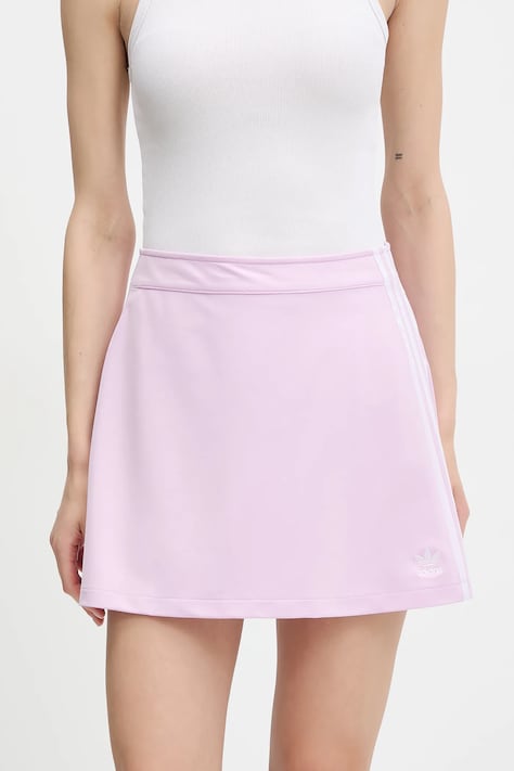 adidas Originals spódnica 3-Stripes kolor różowy mini prosta JD0314